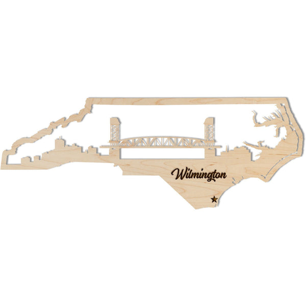 North Carolina City Wall Hanging (Various Cities Available) Wall Hanging LazerEdge Wilmington Large Maple