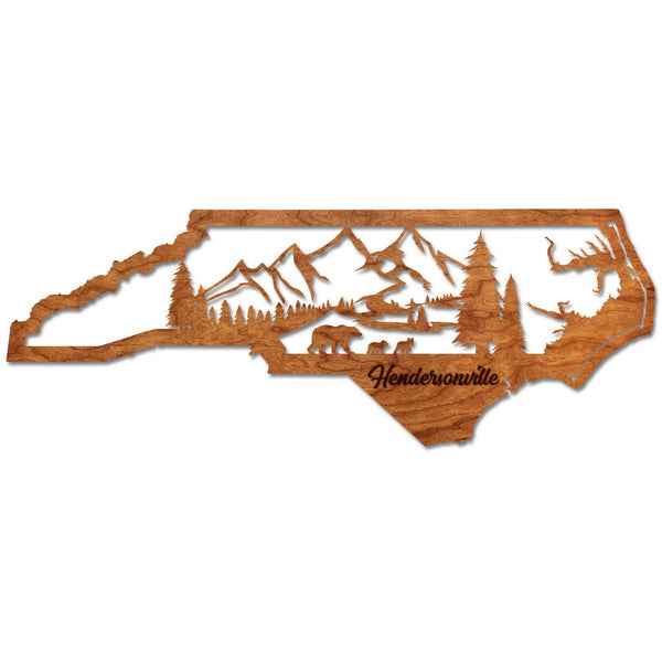 North Carolina Hendersonville Skyline Wall Hanging Wall Hanging LazerEdge Cherry 