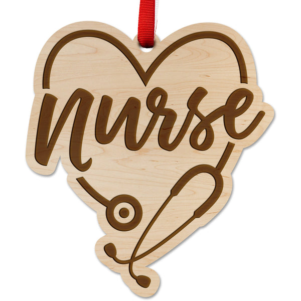 Nurse Ornaments Ornament LazerEdge Maple Nurse Stethoscope Heart 