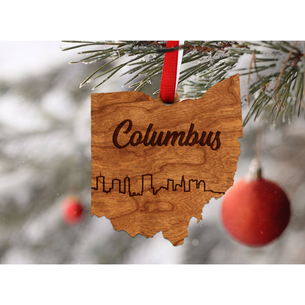 Ohio Skyline Ornament, Crafted from Cherry or Maple Wood Ornament LazerEdge 