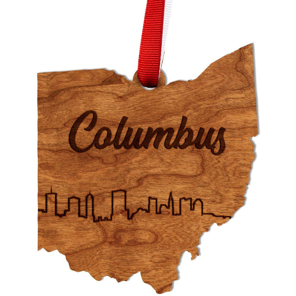 Ohio Skyline Ornament, Crafted from Cherry or Maple Wood Ornament LazerEdge Columbus Cherry 