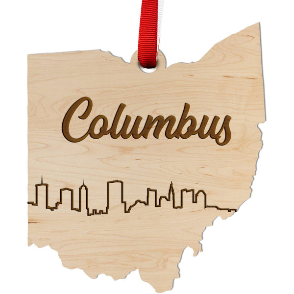 Ohio Skyline Ornament, Crafted from Cherry or Maple Wood Ornament LazerEdge Columbus Maple 