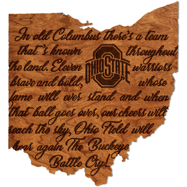 Ohio State Buckeyes Wall Hanging Wall Hanging LazerEdge Standard Cherry Ohio State Battle Cry