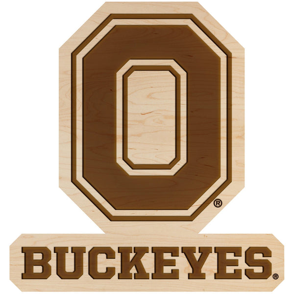 Ohio State Buckeyes Wall Hanging Wall Hanging LazerEdge Standard Maple Block O Buckeyes