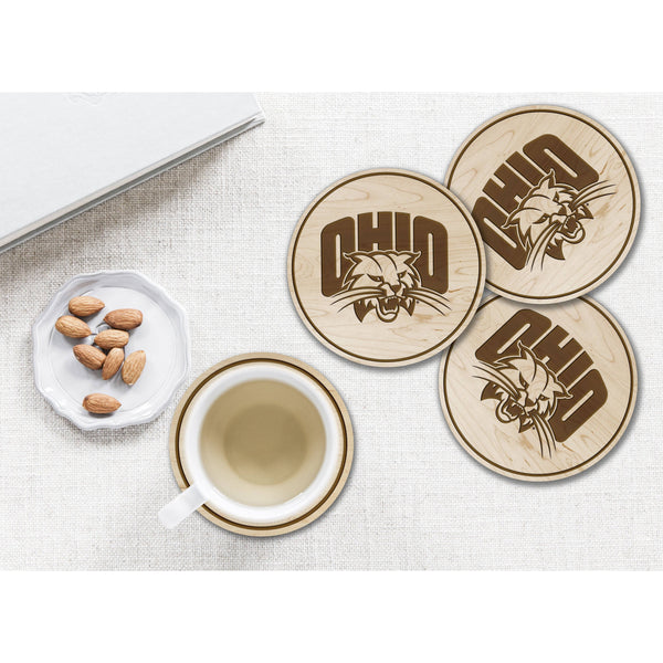 Ohio University Bobcats Coaster Ohio with Cat Coaster LazerEdge 