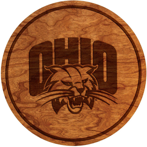 Ohio University Bobcats Coaster Ohio with Cat Coaster LazerEdge Cherry 