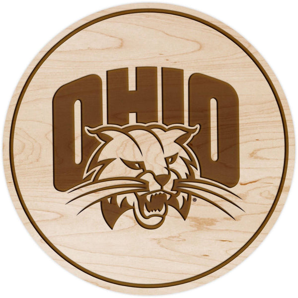 Ohio University Bobcats Coaster Ohio with Cat Coaster LazerEdge Maple 