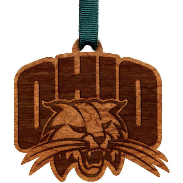 Ohio University - Ornament - Logo Cutout - Ohio with Cat Ornament LazerEdge 