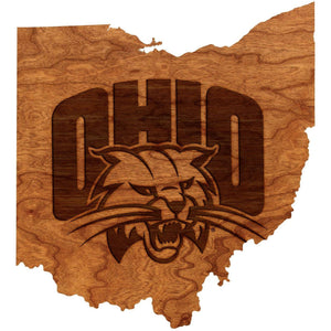 Ohio University - Wall Hanging - State Map with Ohio Cat Logo Wall Hanging LazerEdge 