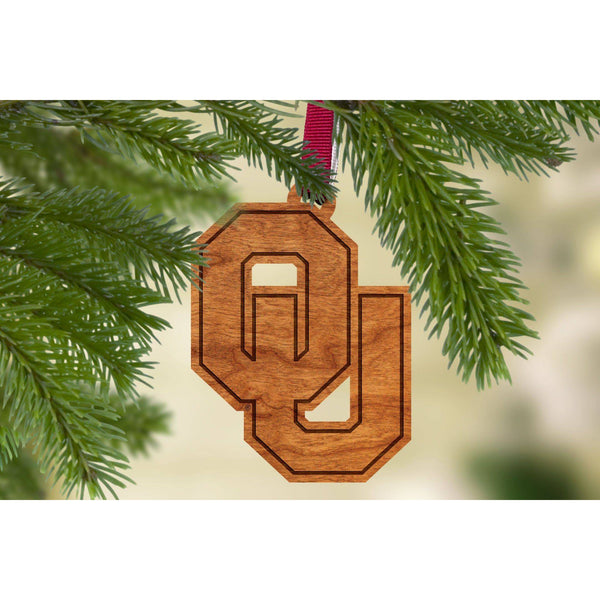 Oklahoma - Ornament - "OU" Block Letters - by LazerEdge Ornament LazerEdge 