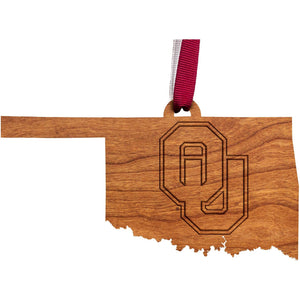 Oklahoma - Ornament - State Map with "OU" Block Letters - by LazerEdge Ornament LazerEdge 