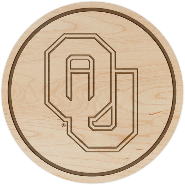 Oklahoma Sooners Coaster "OU" Block Letters Coaster LazerEdge Maple 