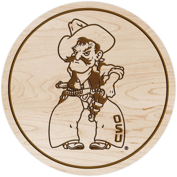 Oklahoma State Cowboys Coaster Standing Cowboy Coaster LazerEdge Maple 
