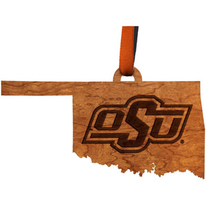 Oklahoma State - Ornament - State Map with OSU Brand Ornament LazerEdge 