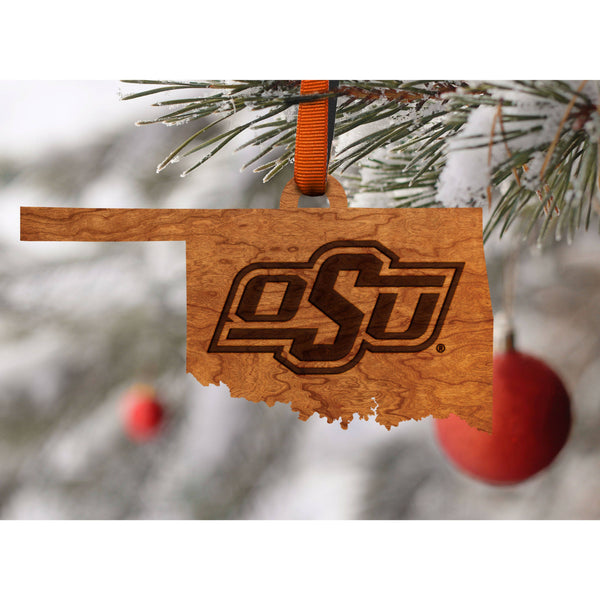 Oklahoma State - Ornament - State Map with OSU Brand Ornament LazerEdge 