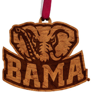 Alabama Crimson Tide Ornament - Crafted from Cherry or Maple Wood - Multiple Designs Available Ornament LazerEdge Alabama Big Al Cherry 