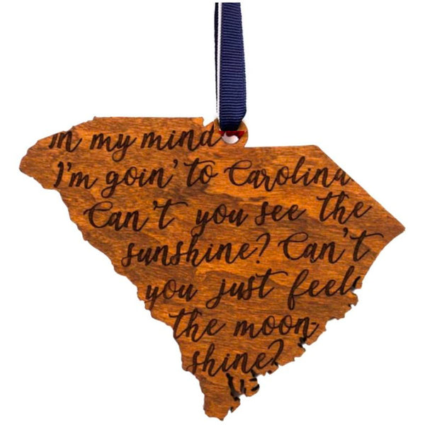 Ornament - "Carolina In My Mind" - SC - Navy Blue and White Ribbon Ornament LazerEdge 