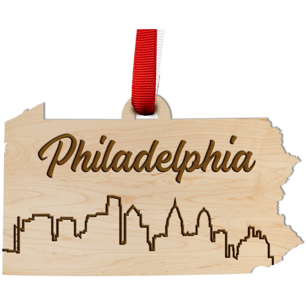 Pennsylvania Skyline Ornament Ornament LazerEdge Maple Philadelphia 