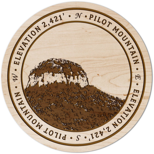 Pilot Mountain, NC Coaster - Crafted from Cherry or Maple Wood Coaster LazerEdge Maple 