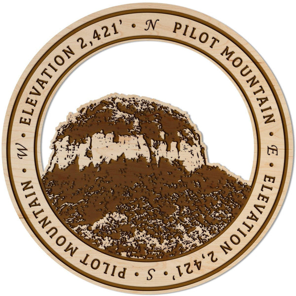 Pilot Mountain, NC Wall Hanging - Crafted from Cherry or Maple Wood Wall Hanging LazerEdge Standard Maple Pilot Mtn. Cutout