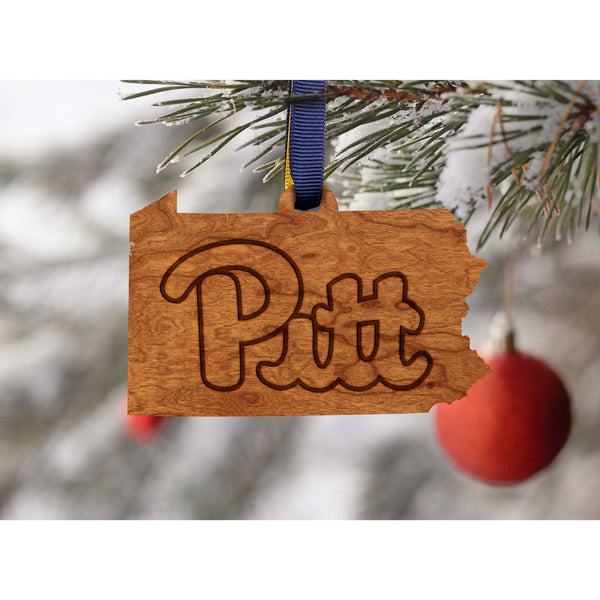 Pittsburgh - Ornament - State Map with Script "PITT" Ornament LazerEdge 