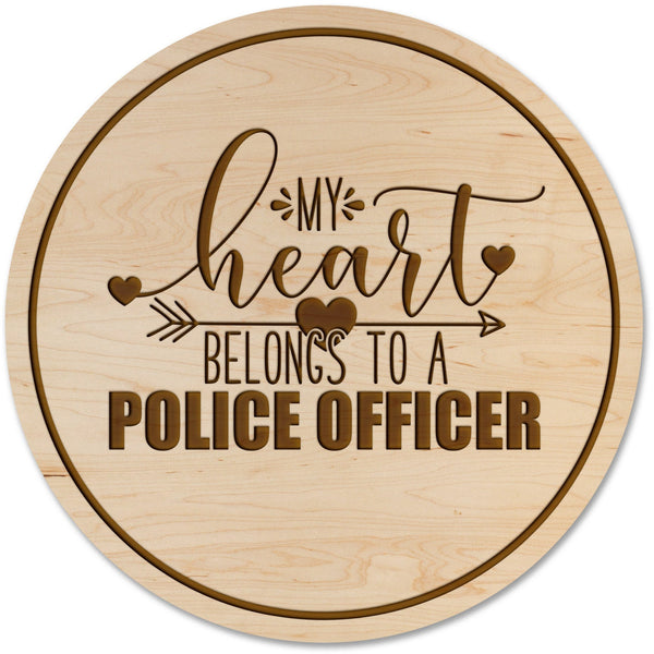 Police Coasters Shop LazerEdge Maple My Heart Belongs to a Police Officer 