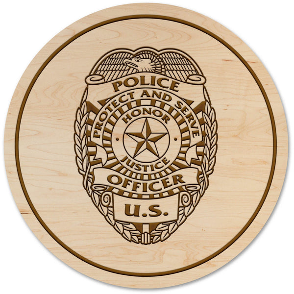 Police Coasters Shop LazerEdge Maple Police Officer Badge 2 