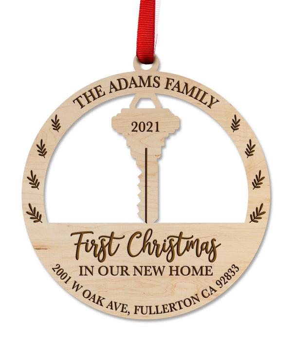 Real Estate - Ornament - Custom First Christmas in Our New Home Ornament LazerEdge Maple 