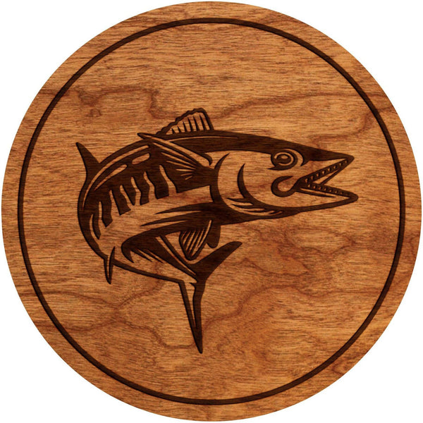 Salt Water Fish Coaster - Crafted from Cherry or Maple Wood Coaster LazerEdge Cherry Wahoo 