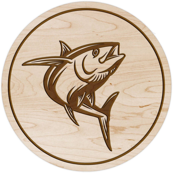 Salt Water Fish Coaster - Crafted from Cherry or Maple Wood Coaster LazerEdge Maple Tuna 