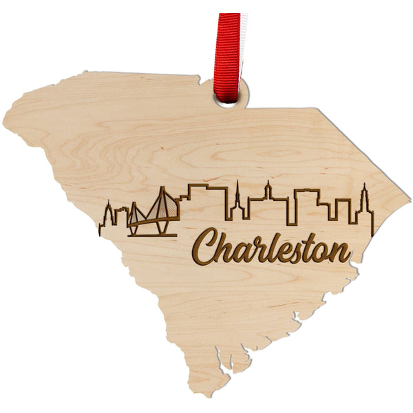 SC City Skyline Ornament (Available in Various SC Cities) Ornament LazerEdge Charleston Maple 