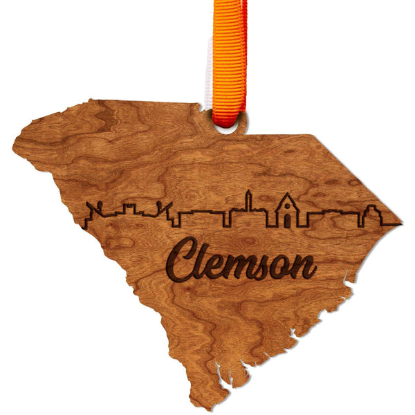 SC City Skyline Ornament (Available in Various SC Cities) Ornament LazerEdge Clemson Cherry 