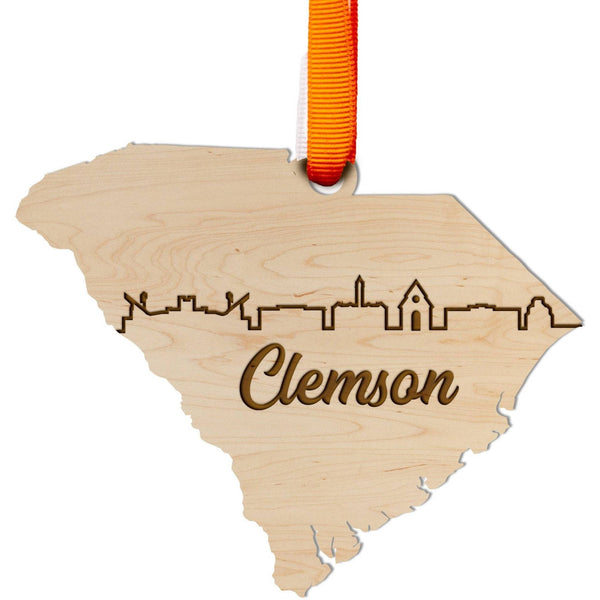 SC City Skyline Ornament (Available in Various SC Cities) Ornament LazerEdge Clemson Maple 