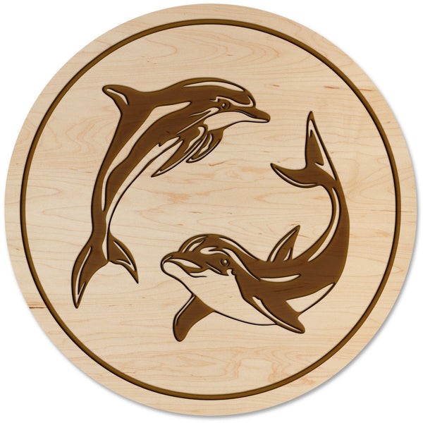 Sea-Life Animals Coaster - Crafted from Cherry or Maple Wood - Various Animals Available Coaster LazerEdge Maple Dolphin 
