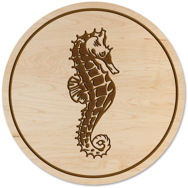 Sea-Life Animals Coaster - Crafted from Cherry or Maple Wood - Various Animals Available Coaster LazerEdge Maple Seahorse 