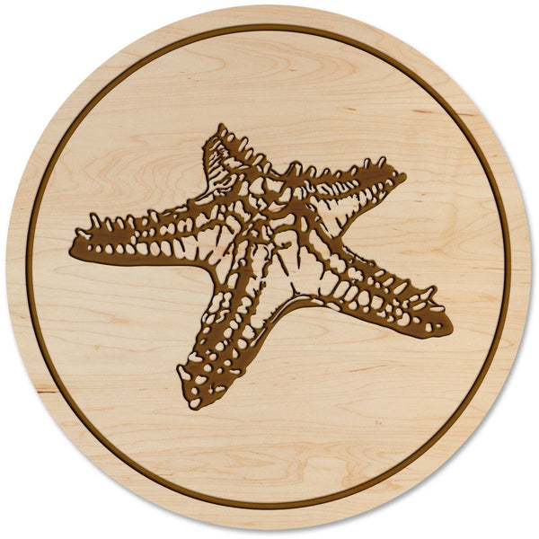 Sea-Life Animals Coaster - Crafted from Cherry or Maple Wood - Various Animals Available Coaster LazerEdge Maple Starfish 
