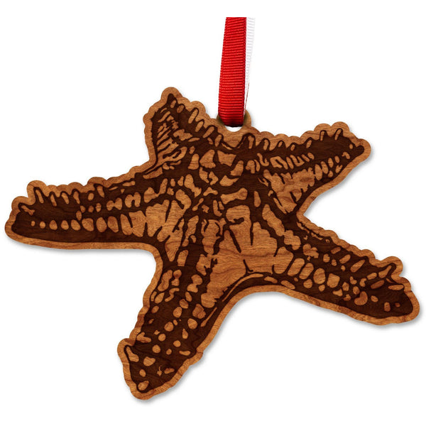 Sea-Life Animals Ornament - Crafted from Cherry or Maple Wood - Various Animals Available Ornament LazerEdge Cherry Starfish 