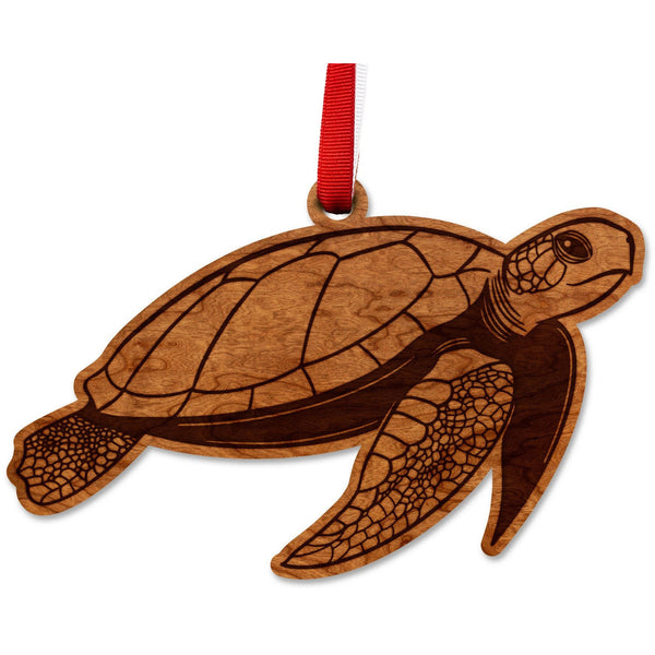 Sea-Life Animals Ornament - Crafted from Cherry or Maple Wood - Various Animals Available Ornament LazerEdge Cherry Turtle 