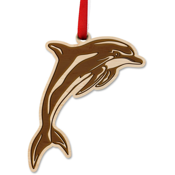Sea-Life Animals Ornament - Crafted from Cherry or Maple Wood - Various Animals Available Ornament LazerEdge Maple Dolphin 