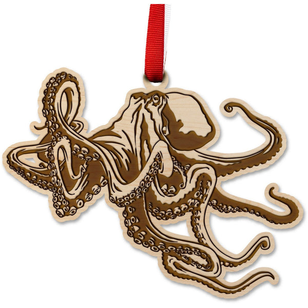 Sea-Life Animals Ornament - Crafted from Cherry or Maple Wood - Various Animals Available Ornament LazerEdge Maple Octopus 
