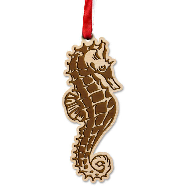 Sea-Life Animals Ornament - Crafted from Cherry or Maple Wood - Various Animals Available Ornament LazerEdge Maple Seahorse 