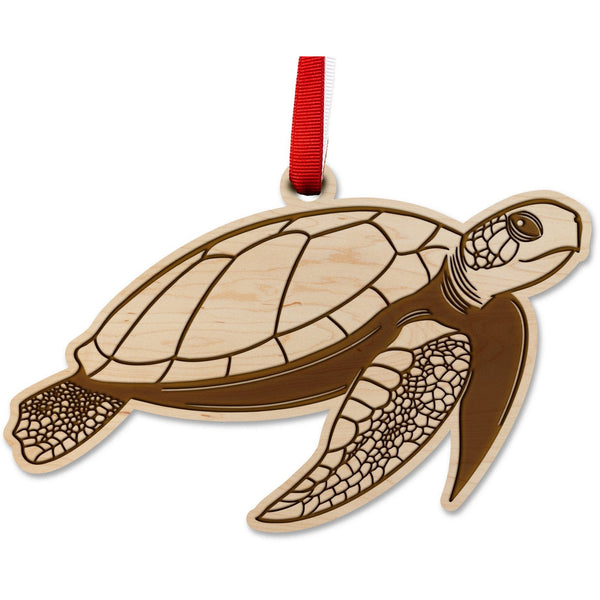 Sea-Life Animals Ornament - Crafted from Cherry or Maple Wood - Various Animals Available Ornament LazerEdge Maple Turtle 