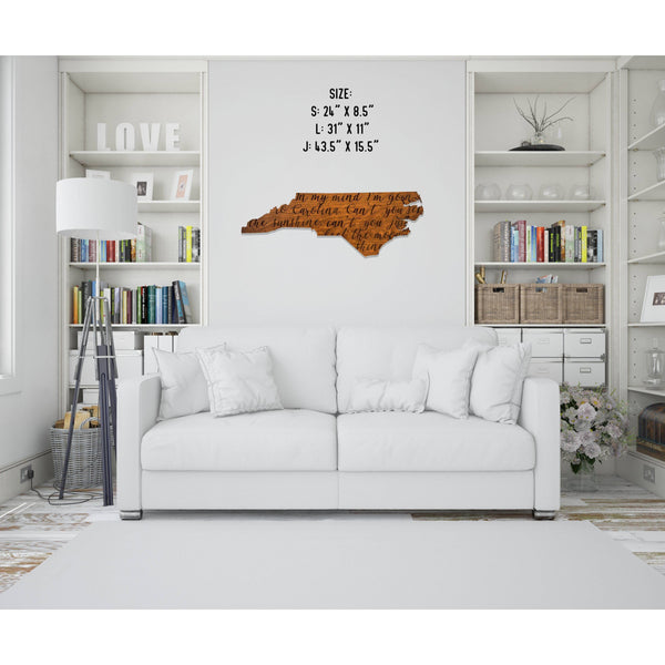 Song Lyrics North Carolina Wall Hanging - Crafted from Cherry or Maple Wood - Multiple Designs Available Wall Hanging LazerEdge 