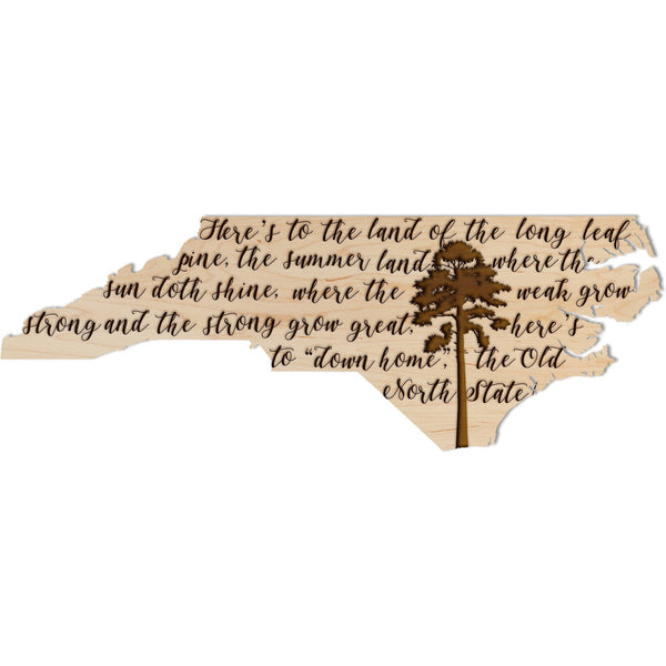 Song Lyrics North Carolina Wall Hanging - Crafted from Cherry or Maple Wood - Multiple Designs Available Wall Hanging LazerEdge Standard Long Leaf Pine Maple