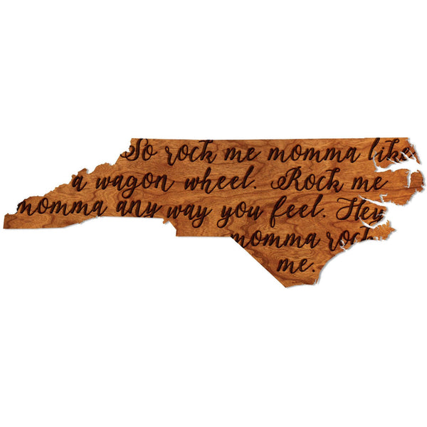 Song Lyrics North Carolina Wall Hanging - Crafted from Cherry or Maple Wood - Multiple Designs Available Wall Hanging LazerEdge Standard Wagon Wheel Cherry