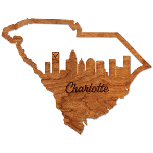 South Carolina Skyline Wall Hanging with Custom Logo on Back (Multiple Cities Available) Wall Hanging Shop LazerEdge Charlotte Cherry Standard