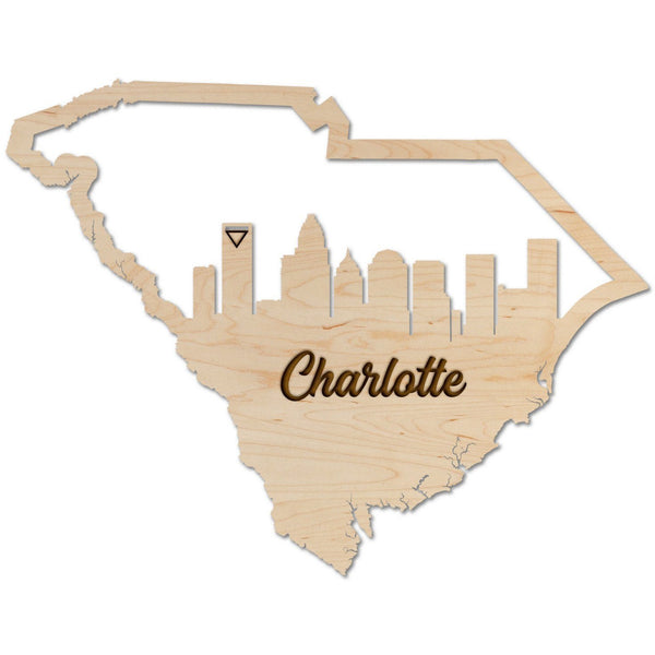 South Carolina Skyline Wall Hanging with Custom Logo on Back (Multiple Cities Available) Wall Hanging Shop LazerEdge Charlotte Maple Standard