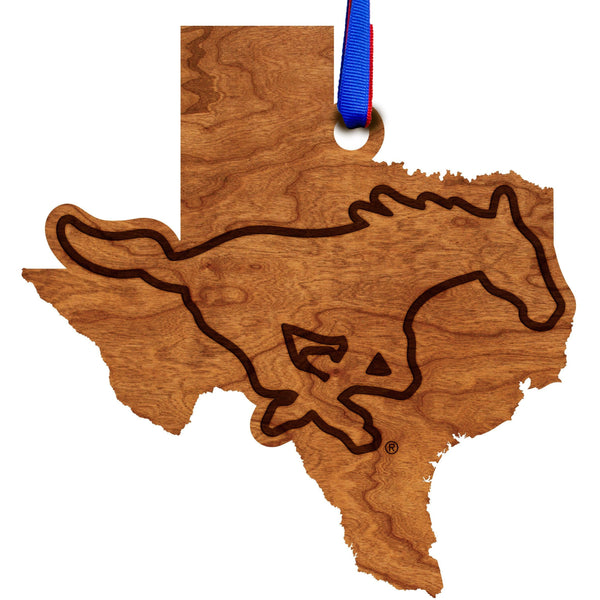 Southern Methodist University - Ornament - State Map with Mustang Only Ornament Shop LazerEdge 