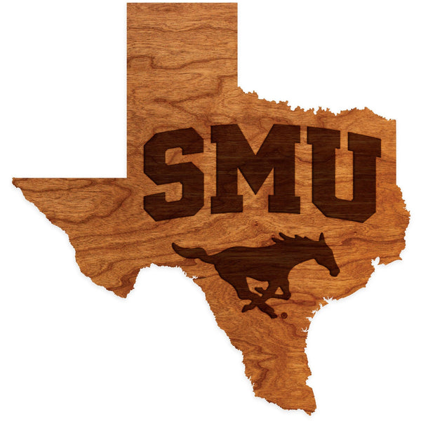 Southern Methodist University - Wall Hanging - Crafted from Cherry or Maple Wood Wall Hanging LazerEdge Standard Cherry SMU Mustang on State