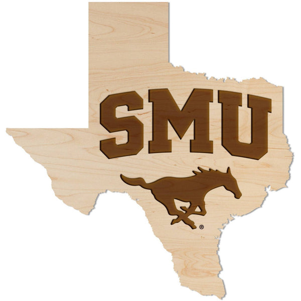 Southern Methodist University - Wall Hanging - Crafted from Cherry or Maple Wood Wall Hanging LazerEdge Standard Maple SMU Mustang on State